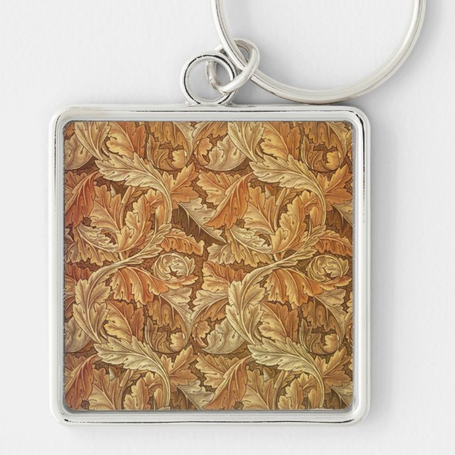 William Morris Acanthus Brown Autumn Leaves Schlüsselanhänger (Vorne)
