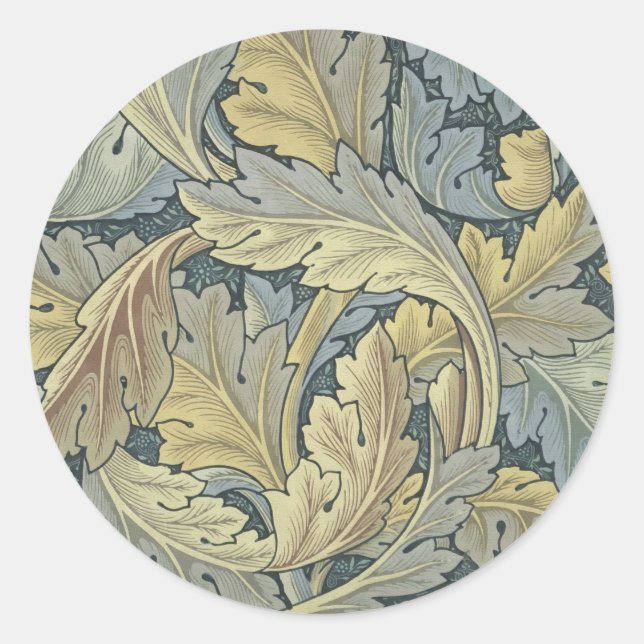 William Morris Acanthus  Floral Art Nouveau Runder Aufkleber (Vorderseite)