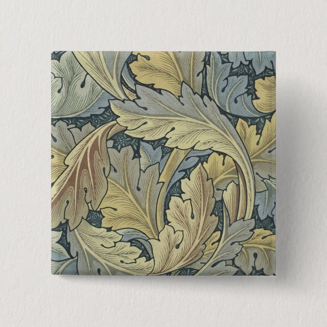 William Morris Acanthus Leaves Floral Art Nouvelle Button (Vorderseite)