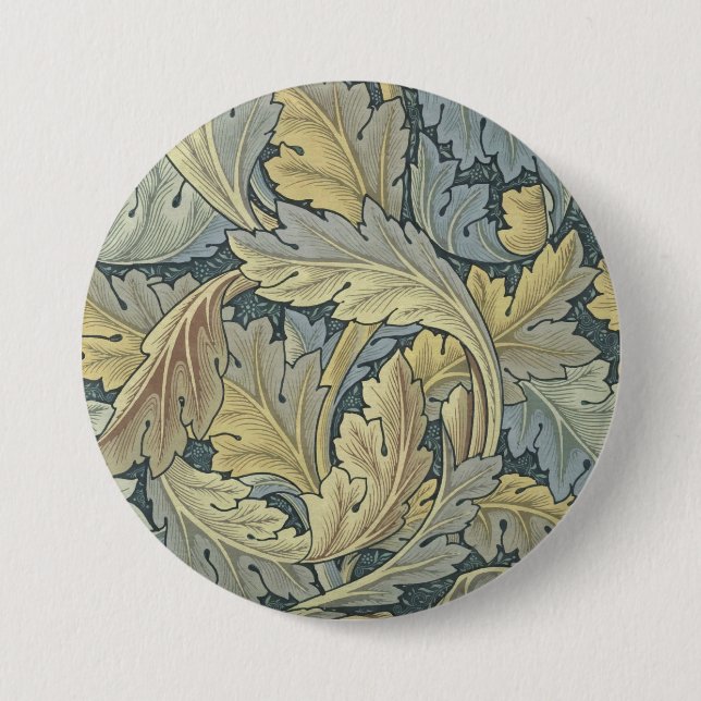 William Morris Acanthus Leaves Floral Art Nouvelle Button (Vorderseite)