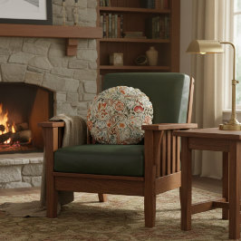 William Morris Acanthus Mission Style Accent  Rundes Kissen