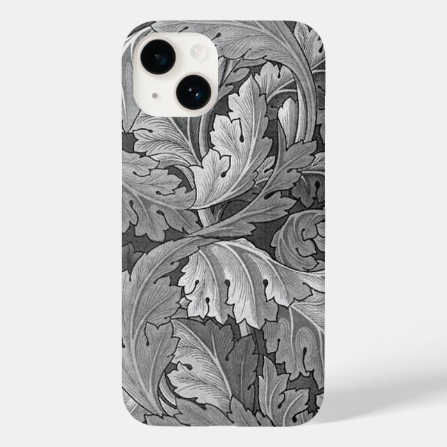 William Morris Acanthus Pattern Silver and Gray Case-Mate iPhone 14 Hülle (Rückseite)