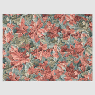 William Morris Acanthus Rostrot Grünes Salbei Seidenpapier