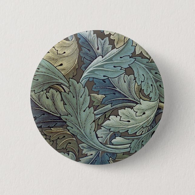 William Morris Acanthus Sage Blume Floral Botanic Button (Vorderseite)
