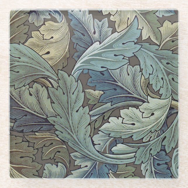 William Morris Acanthus Sage Blume Floral Botanic Glasuntersetzer (Vorderseite)