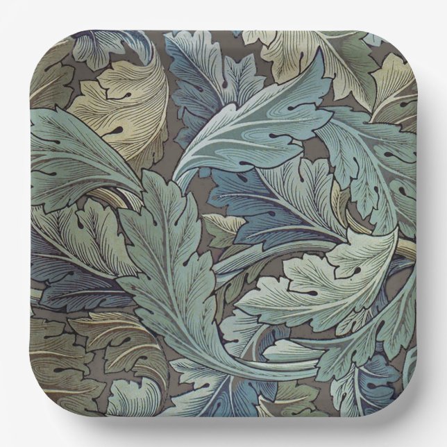 William Morris Acanthus Sage Blume Floral Botanic Pappteller (Vorderseite)