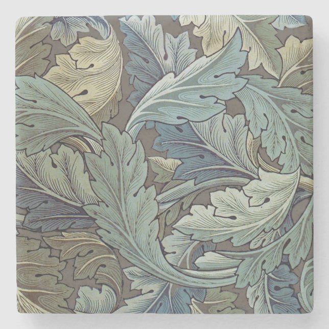 William Morris Acanthus Sage Blume Floral Botanic Steinuntersetzer (Vorderseite)