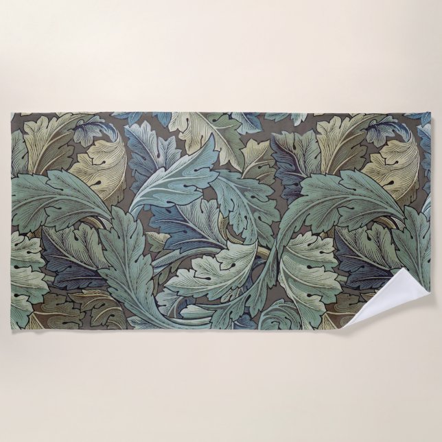 William Morris Acanthus Sage Blume Floral Botanic Strandtuch (Vorderseite)