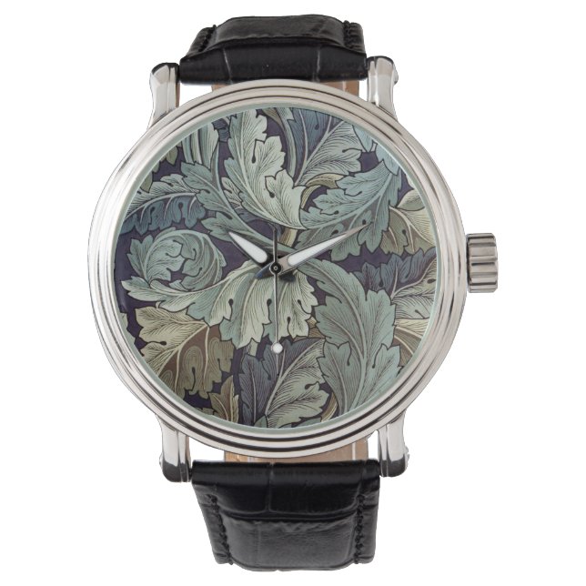 William Morris Acanthus Wallpaper Blätter Armbanduhr (Vorderseite)