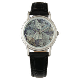 William Morris Acanthus Wallpaper Blätter Armbanduhr