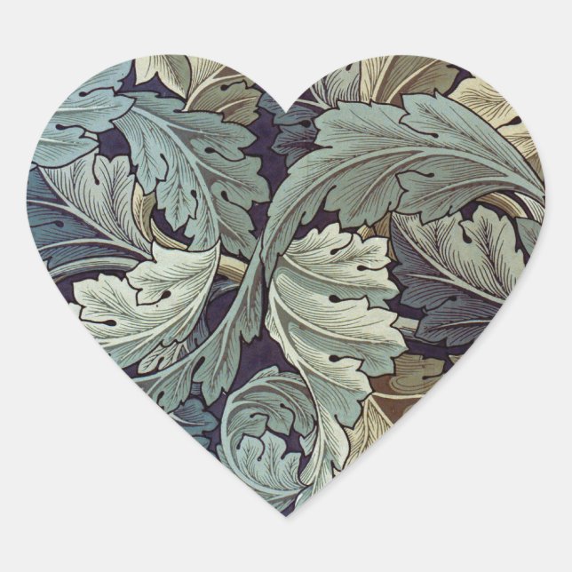 William Morris Acanthus Wallpaper Blätter Herz-Aufkleber (Vorderseite)