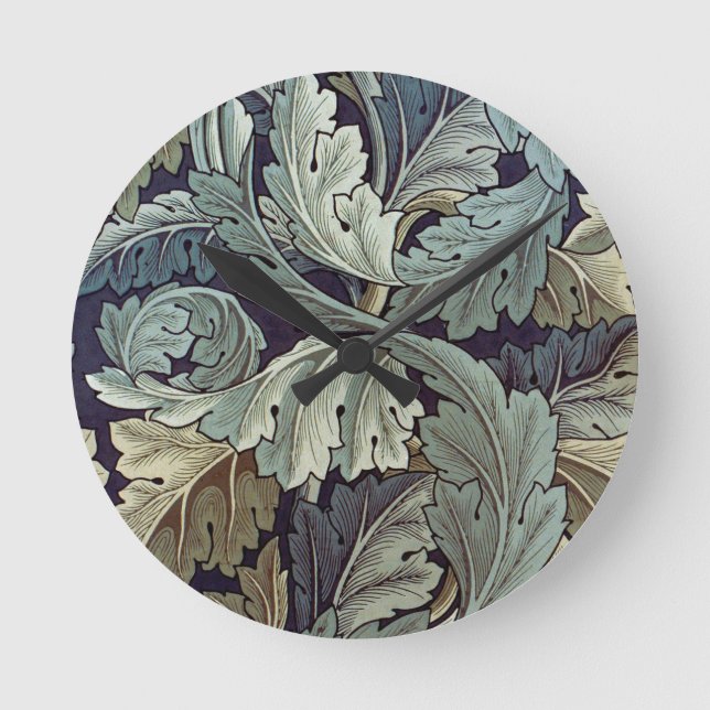 William Morris Acanthus Wallpaper Blätter Runde Wanduhr (Vorderseite)