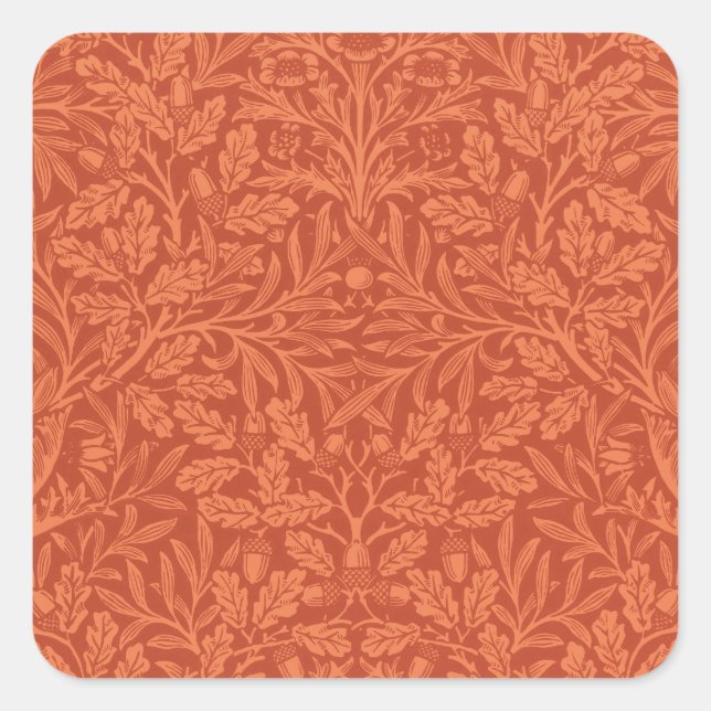William Morris Acorn Wallpaper Nature Design Quadratischer Aufkleber (Vorderseite)