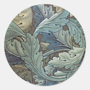 William Morris Akanthus Salbei Blumen Blumen Botan Runder Aufkleber