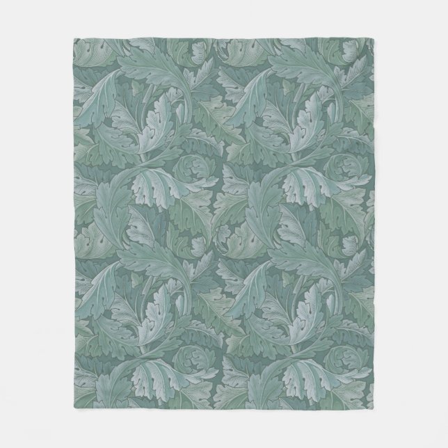William Morris Akanthusblatt Teal Blau Muster Fleecedecke (Vorderseite)
