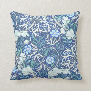 William Morris Algen Blaues Muster Kissen