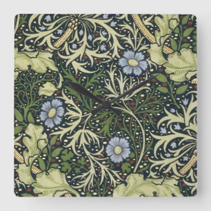 William Morris Algenmuster Florales Vintage-Kunstw Quadratische Wanduhr