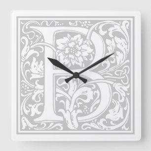 William Morris Alphabet "B" Quadratische Wanduhr