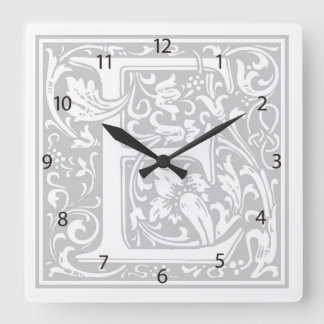 William Morris Alphabet "E" Quadratische Wanduhr