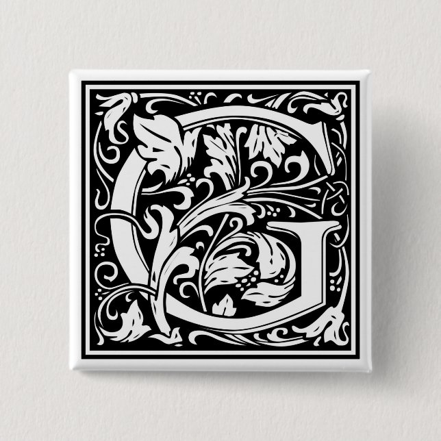William Morris Alphabet "G" Button (Vorderseite)