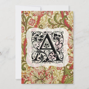 William Morris Alphabet Golden Lily Coral Dankeskarte