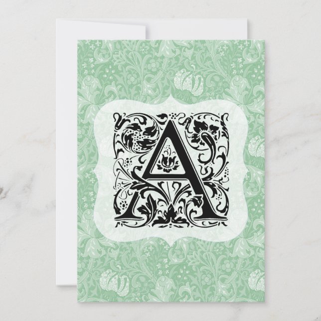 William Morris Alphabet Golden Lily Green Dankeskarte (Vorderseite)