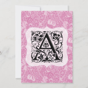 William Morris Alphabet Golden Lily Pink Dankeskarte