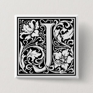 William Morris Alphabet “J” Button