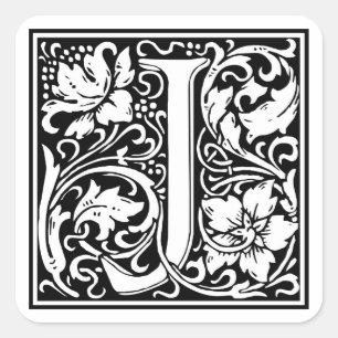 William Morris Alphabet "J" Quadratischer Aufkleber