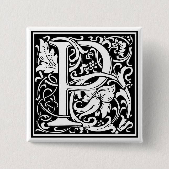 William Morris Alphabet "P" Button (Vorderseite)