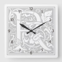 William Morris Alphabet "R" Square Wall Clock