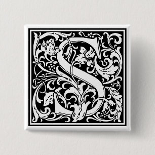 William Morris Alphabet "S" Button