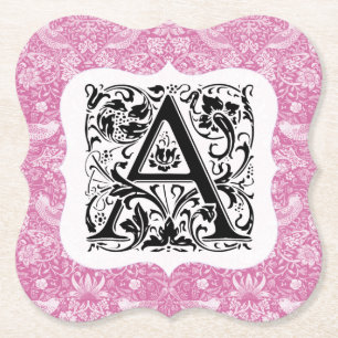 William Morris Alphabet Strawberry Thief Pink Untersetzer
