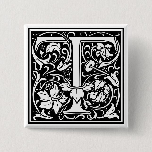 William Morris Alphabet "T" Button (Vorderseite)