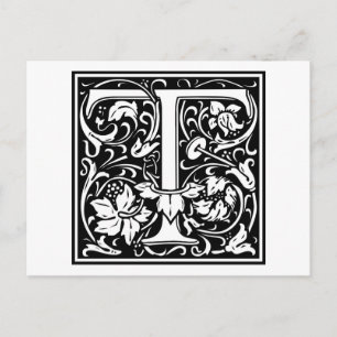 William Morris Alphabet "T" Postkarte