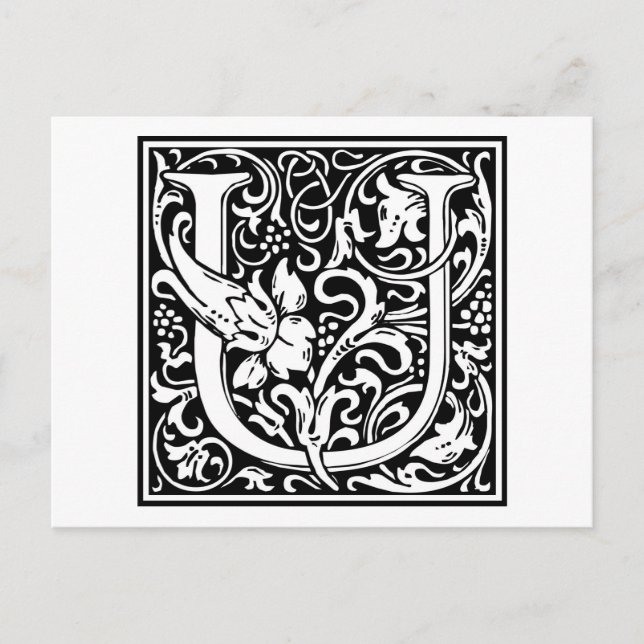 William Morris Alphabet "U" Postkarte (Vorderseite)