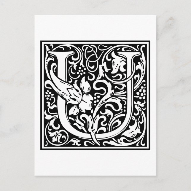William Morris Alphabet "U" Postkarte (Vorderseite)