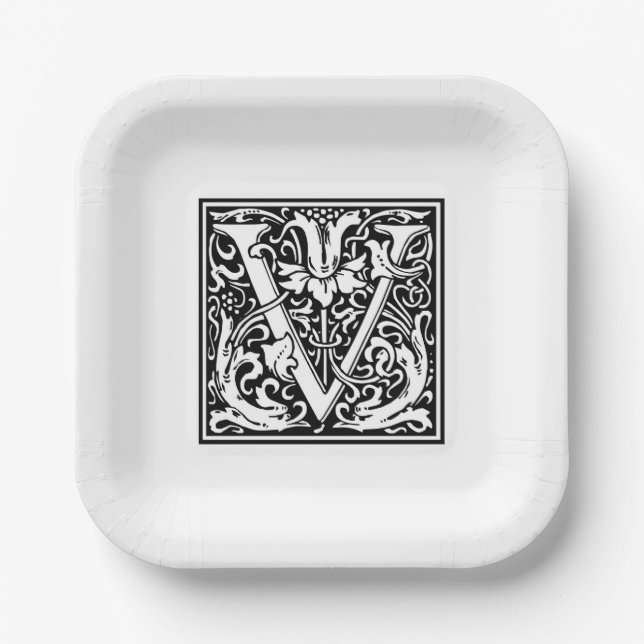 William Morris Alphabet „V“ Pappteller (Vorderseite)