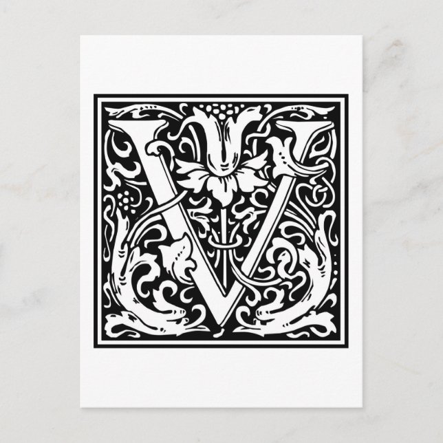 William Morris Alphabet "V" Postkarte (Vorderseite)