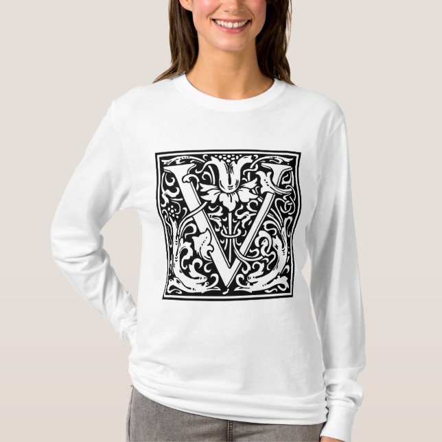 William Morris Alphabet "V" T-Shirt (Vorderseite)