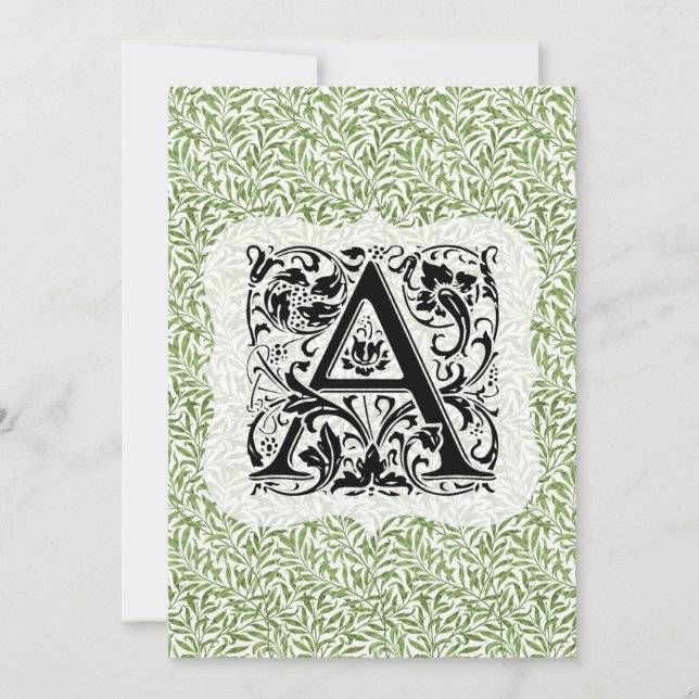 William Morris Alphabet Willow Bough Green Dankeskarte (Vorderseite)