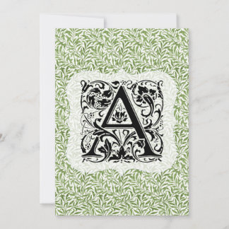 William Morris Alphabet Willow Bough Green Dankeskarte