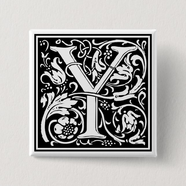 William Morris Alphabet "Y" Button (Vorderseite)