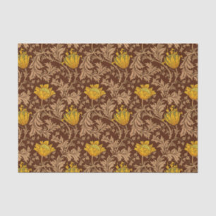 William Morris Anemone, Brown and Mustard Gold Seidenpapier