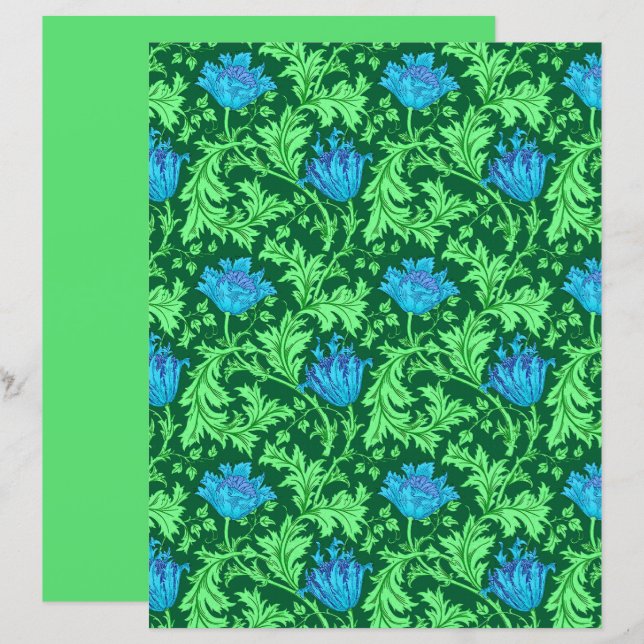 William Morris Anemone, Emerald Green und Blue (Vorne/Hinten)