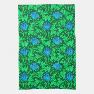 William Morris Anemone, Emerald Green und Blue Geschirrtuch