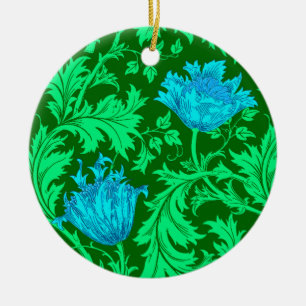 William Morris Anemone, Emerald Green und Blue Keramik Ornament
