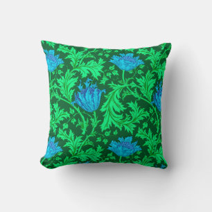 William Morris Anemone, Emerald Green und Blue Kissen
