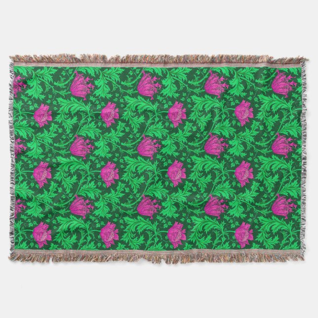 William Morris Anemone, Emerald Green und Fuchsia Decke (Vorderseite)