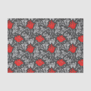 William Morris-Anemone, Graues/Grau und Rot Seidenpapier